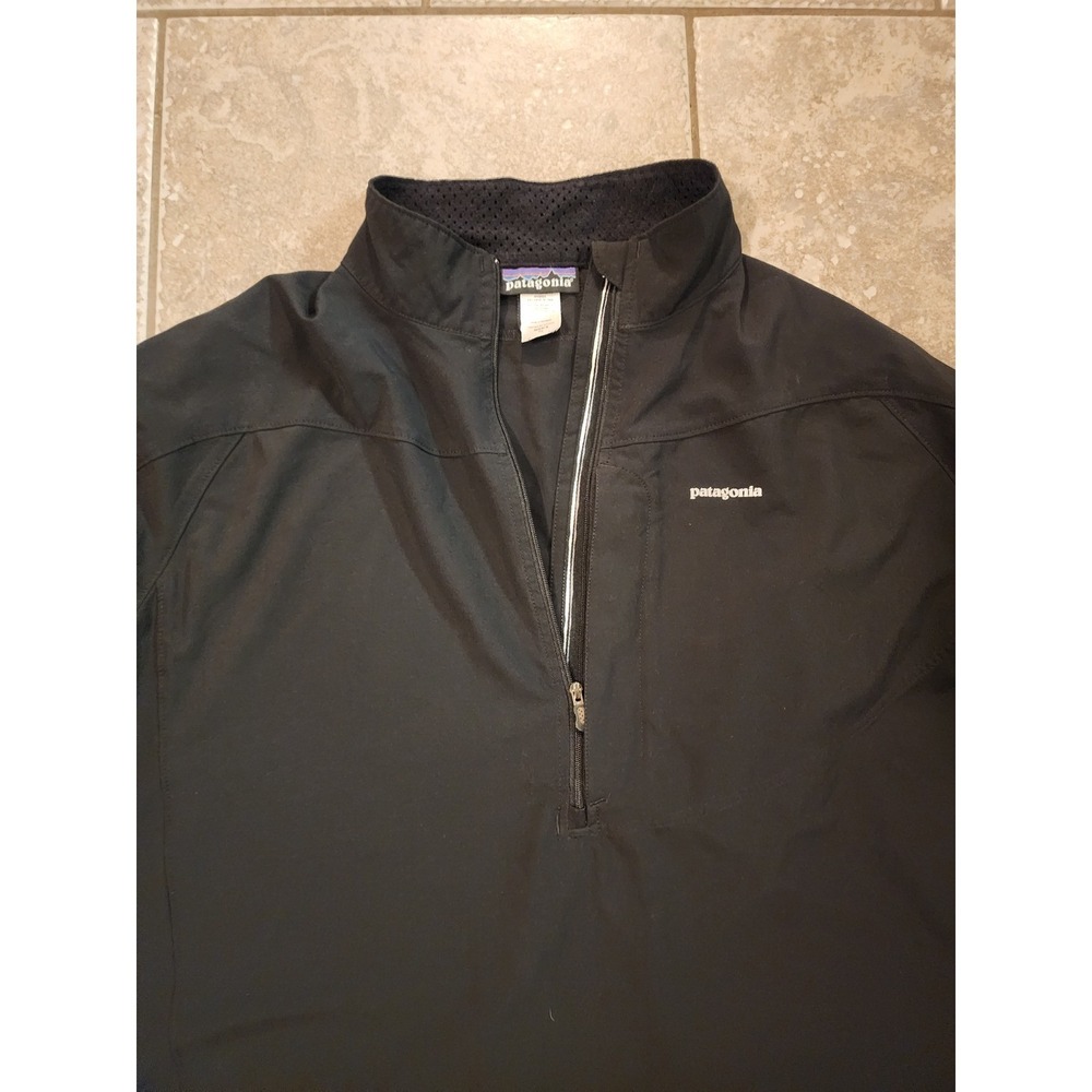 Patagonia Mens Quarter Zip Pullover Black Lightweight Active Top Large